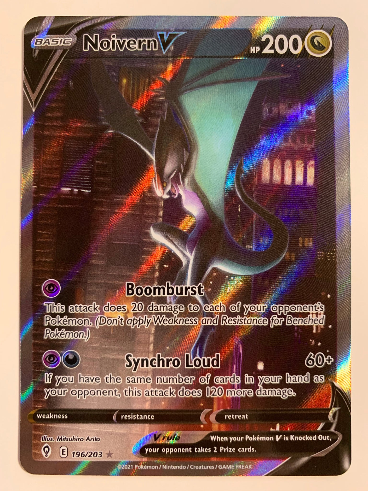 noivern v pokemon card Pokemon TCG Sword & Shield Evolving Skies Noivern V Alternate Art (SWSH07 #196/203)